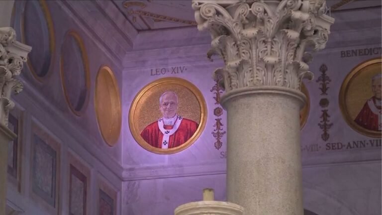 Mosaikkbilde av pave Leo XIV i San Paolo fuori le Mura